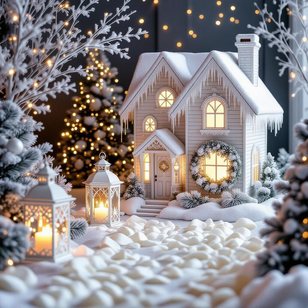 Enchanted Winter Home with Snowflake Lanterns