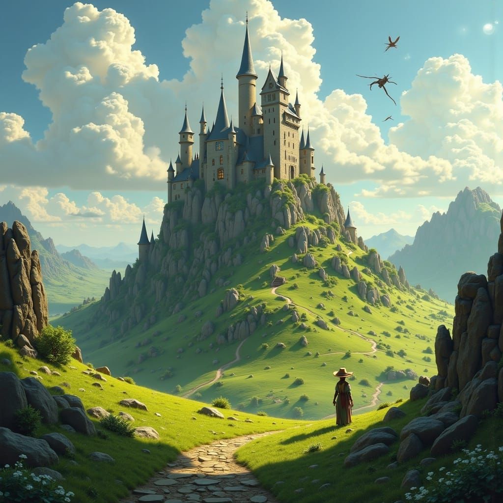 Fantasy Castle in Whimsical Realistic Animation Style