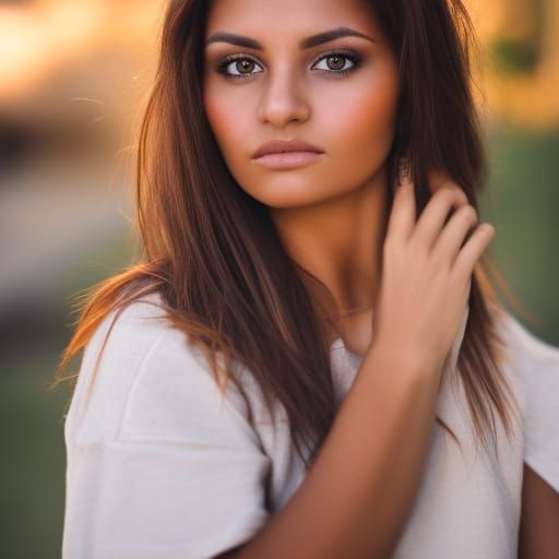 Professional Portrait of a Tan Woman with Bokeh