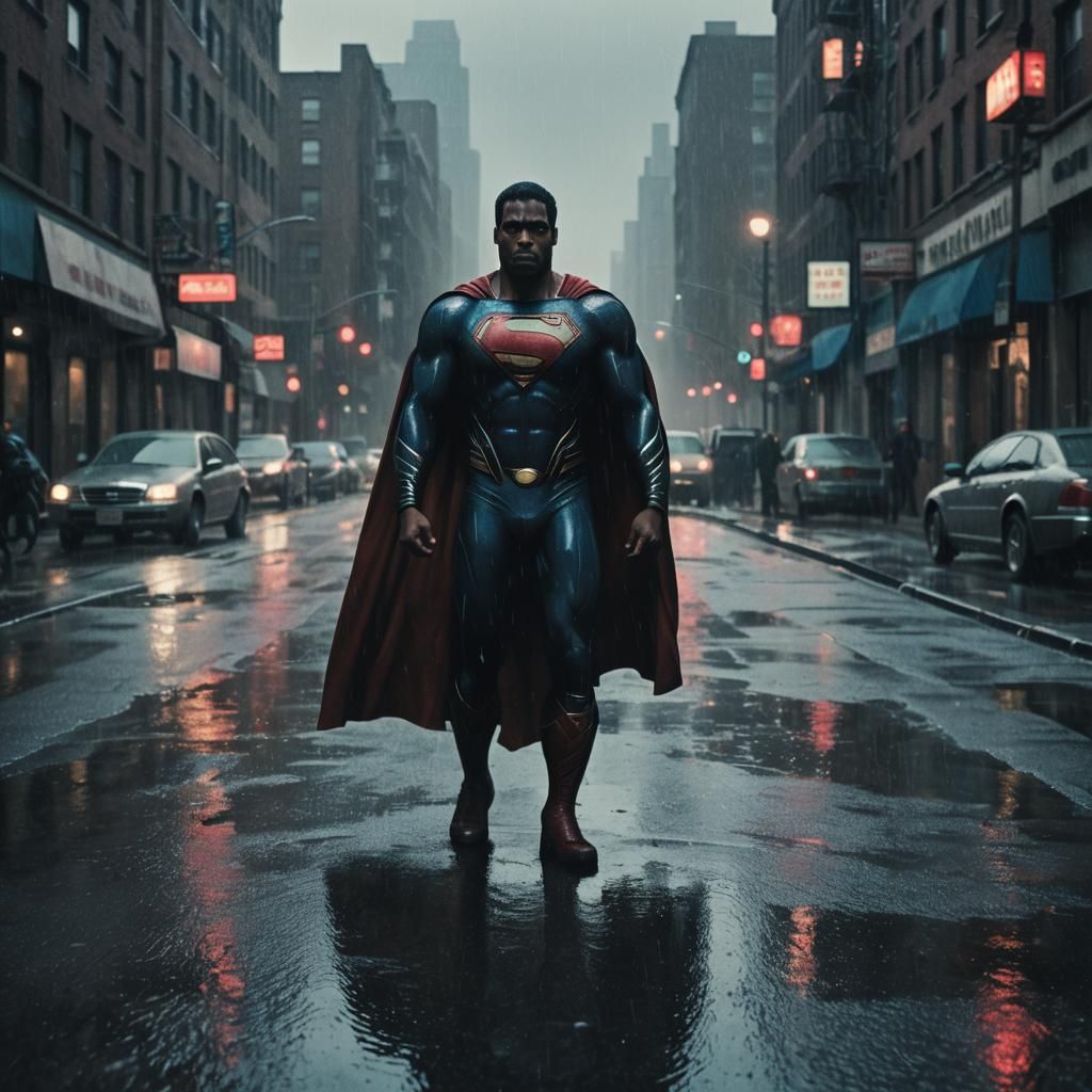 Dramatic Black Superman Film Still