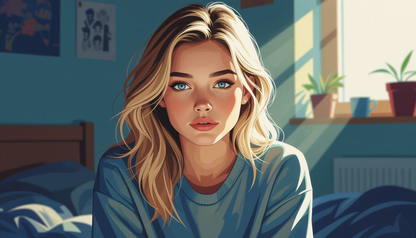 Scandinavian Girl in Pop Art Graphic Novel Style