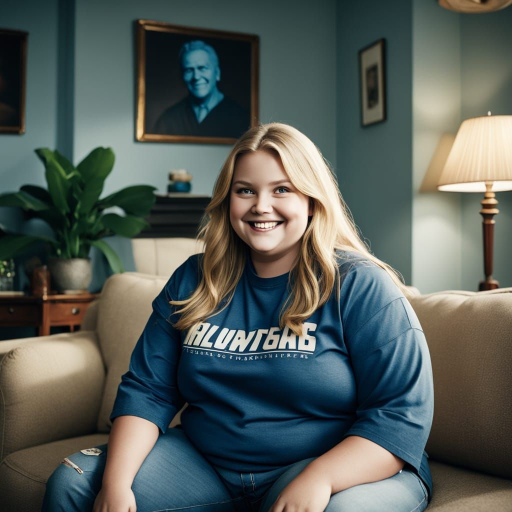 Charming Woman in Cozy Living Room