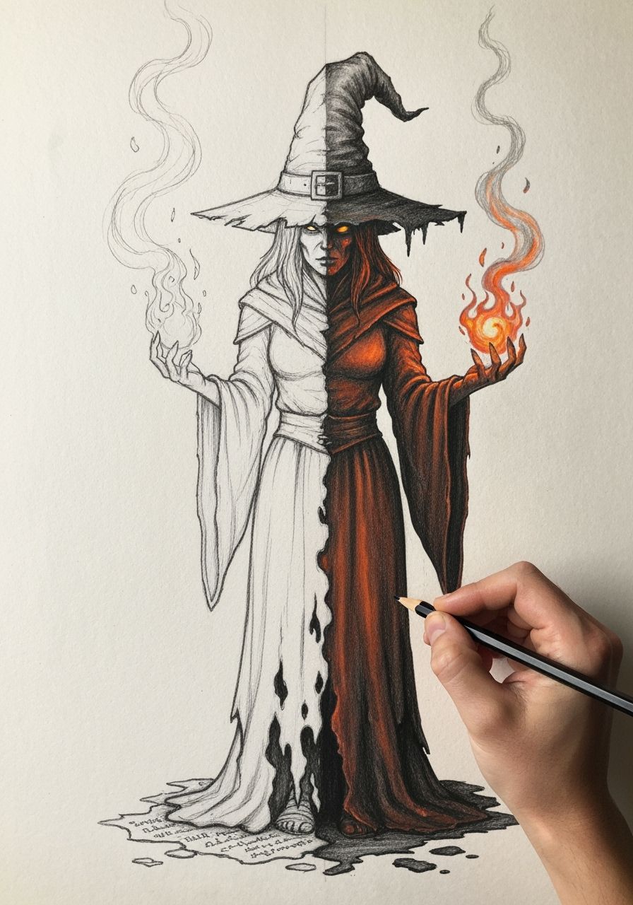 Spectral Witch Emerges from Graphite Sketch