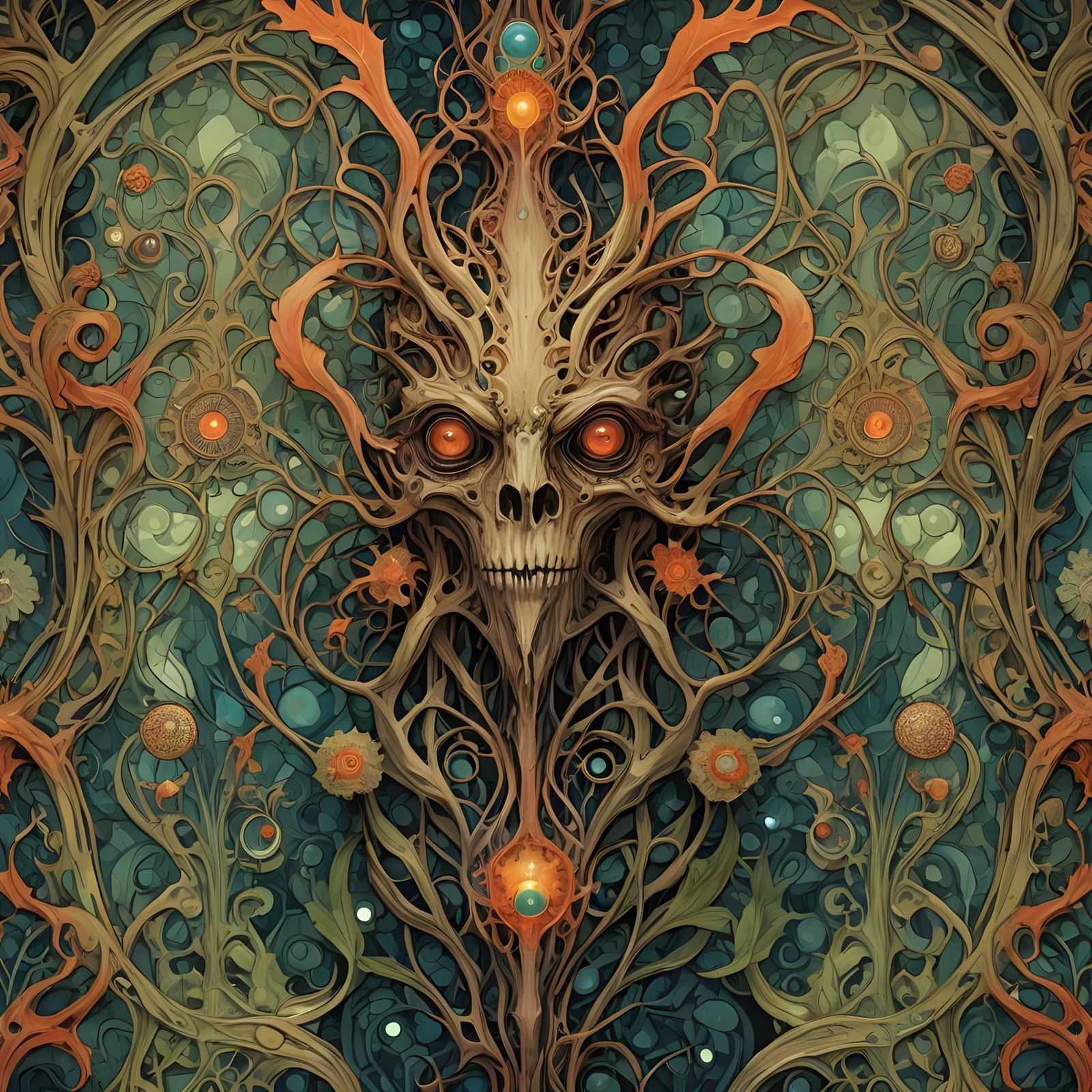 Wasteland Sci-Fi Art: Mirrored Abstract Nouveau Design