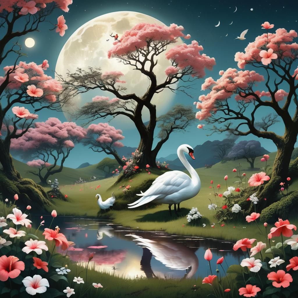 Surreal Dreamscape: Menacing Monster in Ethereal Landscape