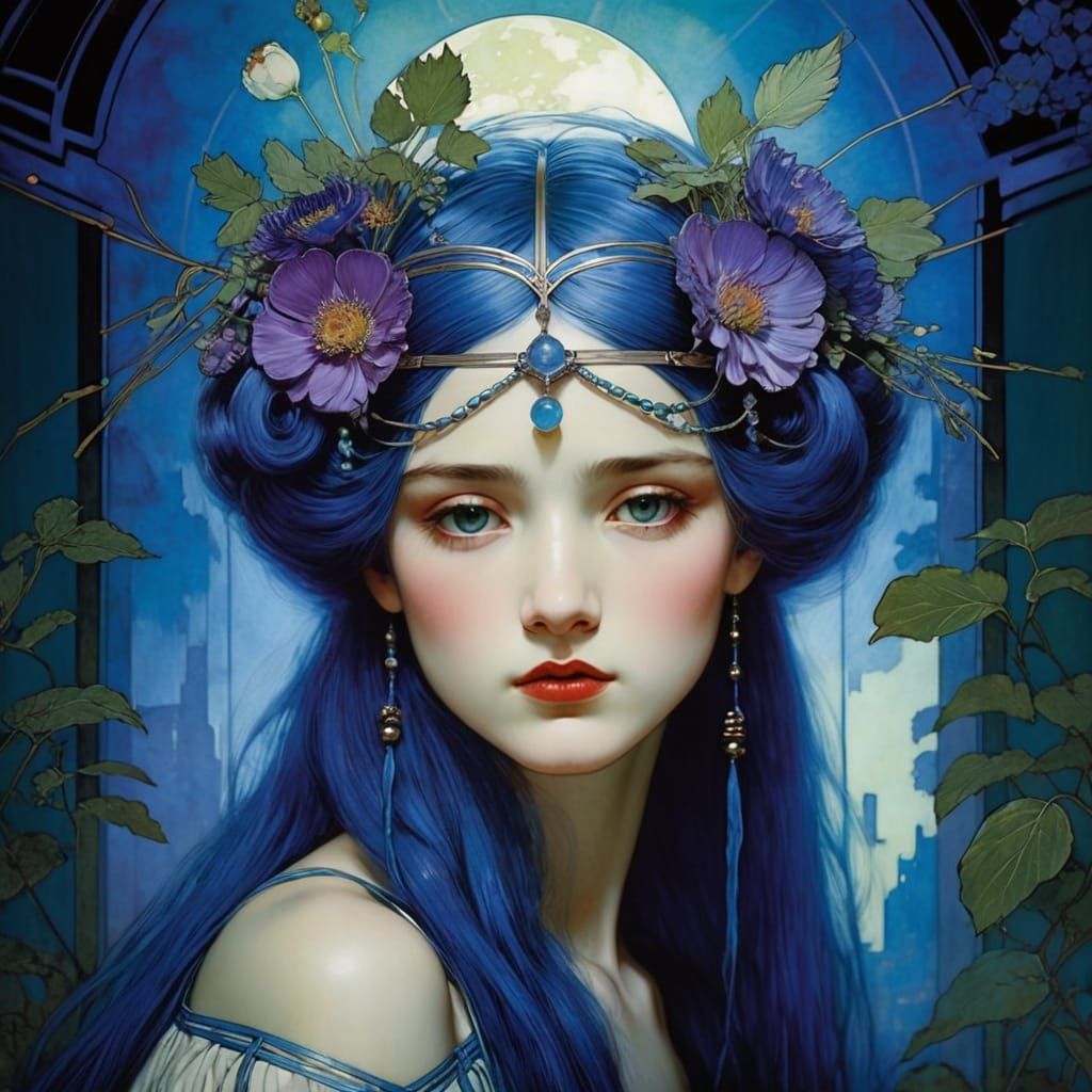 Vibrant Portrait in Mixed Artistic Styles