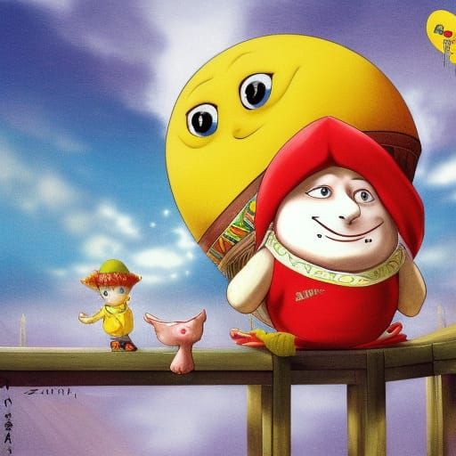 Anime Humpty Dumpty on a Wall