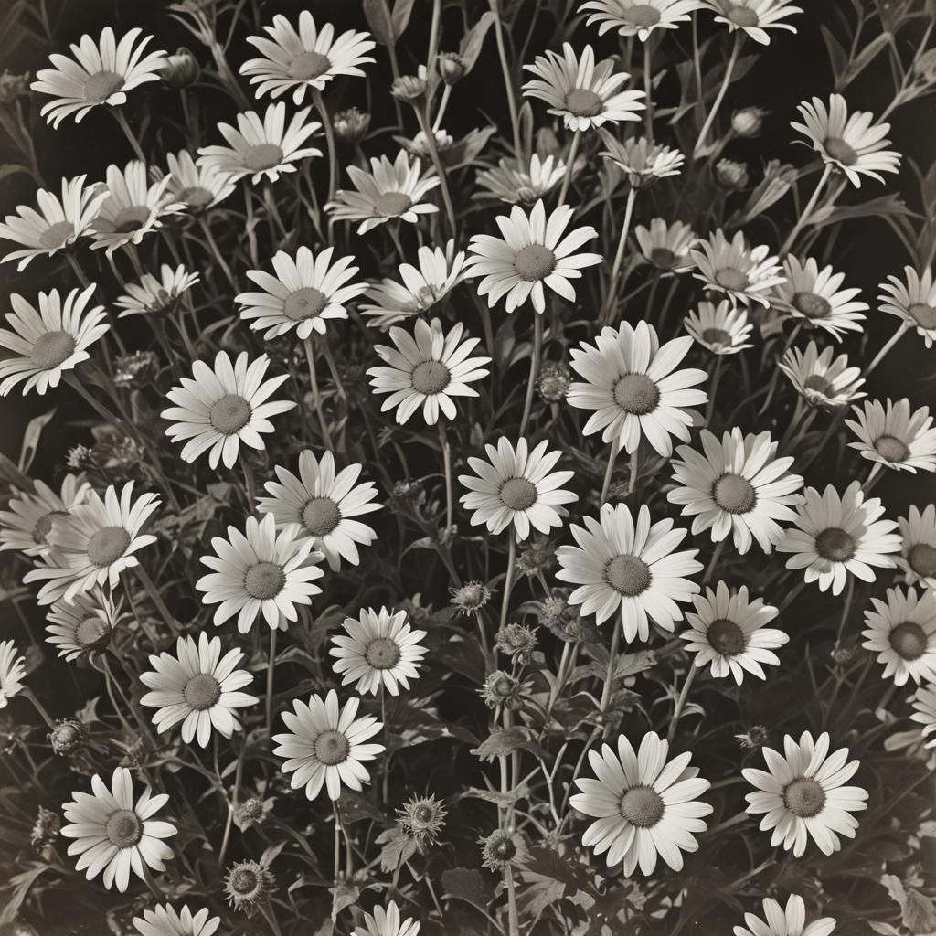 Vintage Daisy Photograph in Silver Nitrate Style