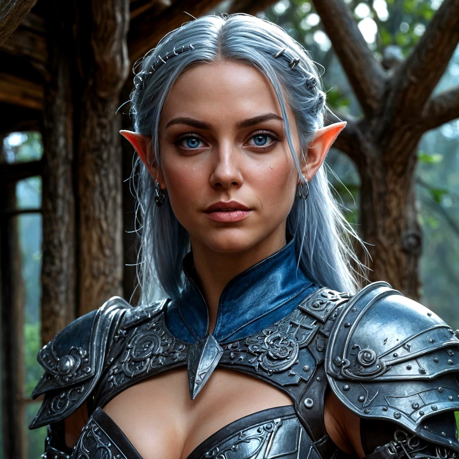 Muscular Elf Goddess in Warhammer 40k Style