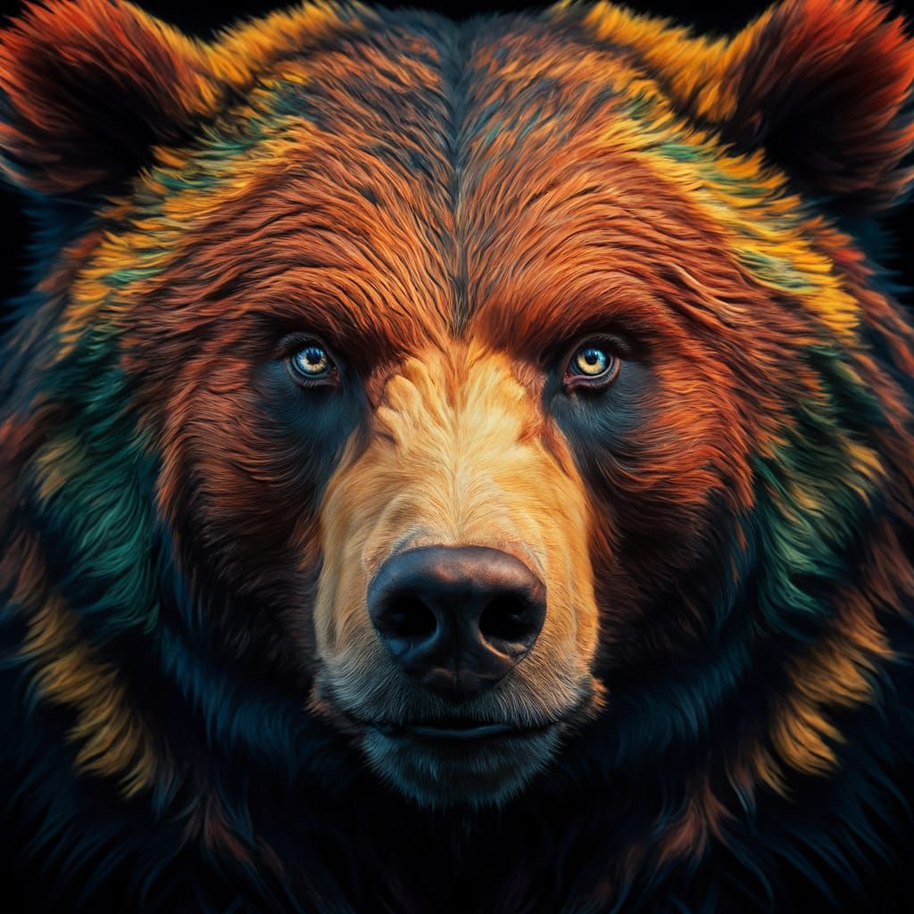 Detailed Bear Portrait in Matte Painting Style