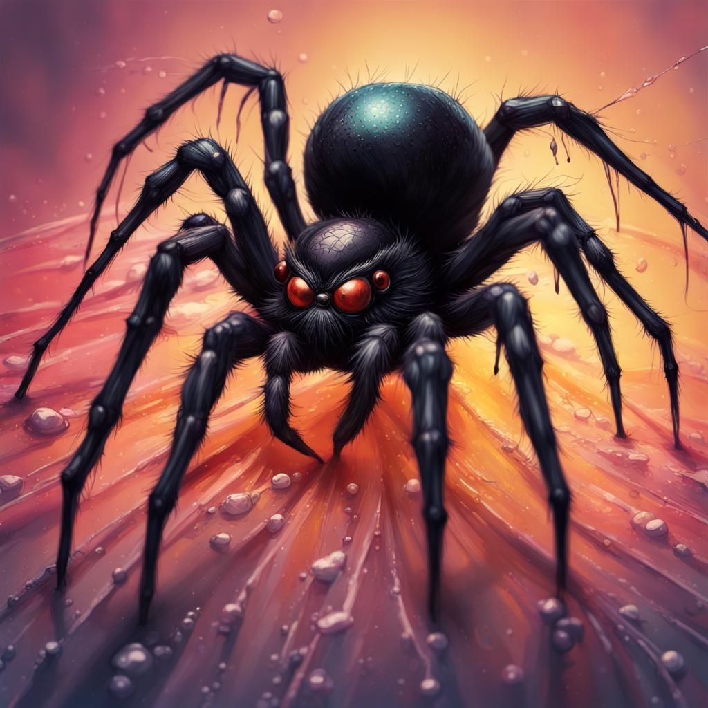 Hyperrealistic Black Spider Ready to Attack