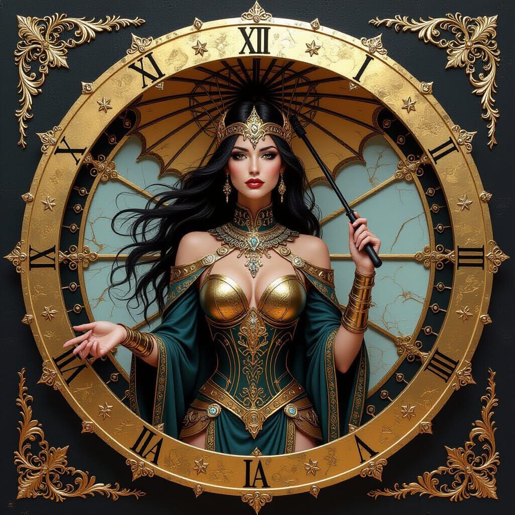 Elegant Steampunk Goddess with Umbrella