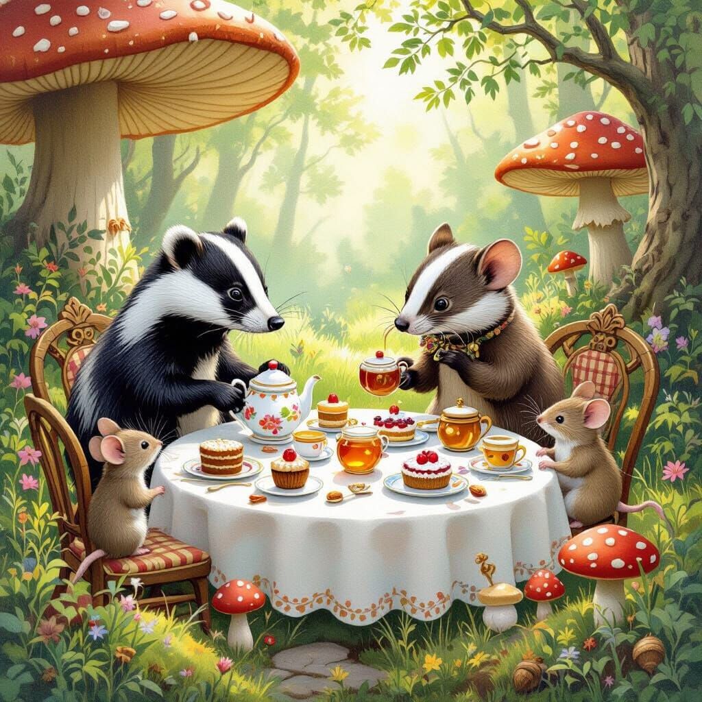 Whimsical Tea Party with Woodland Creatures