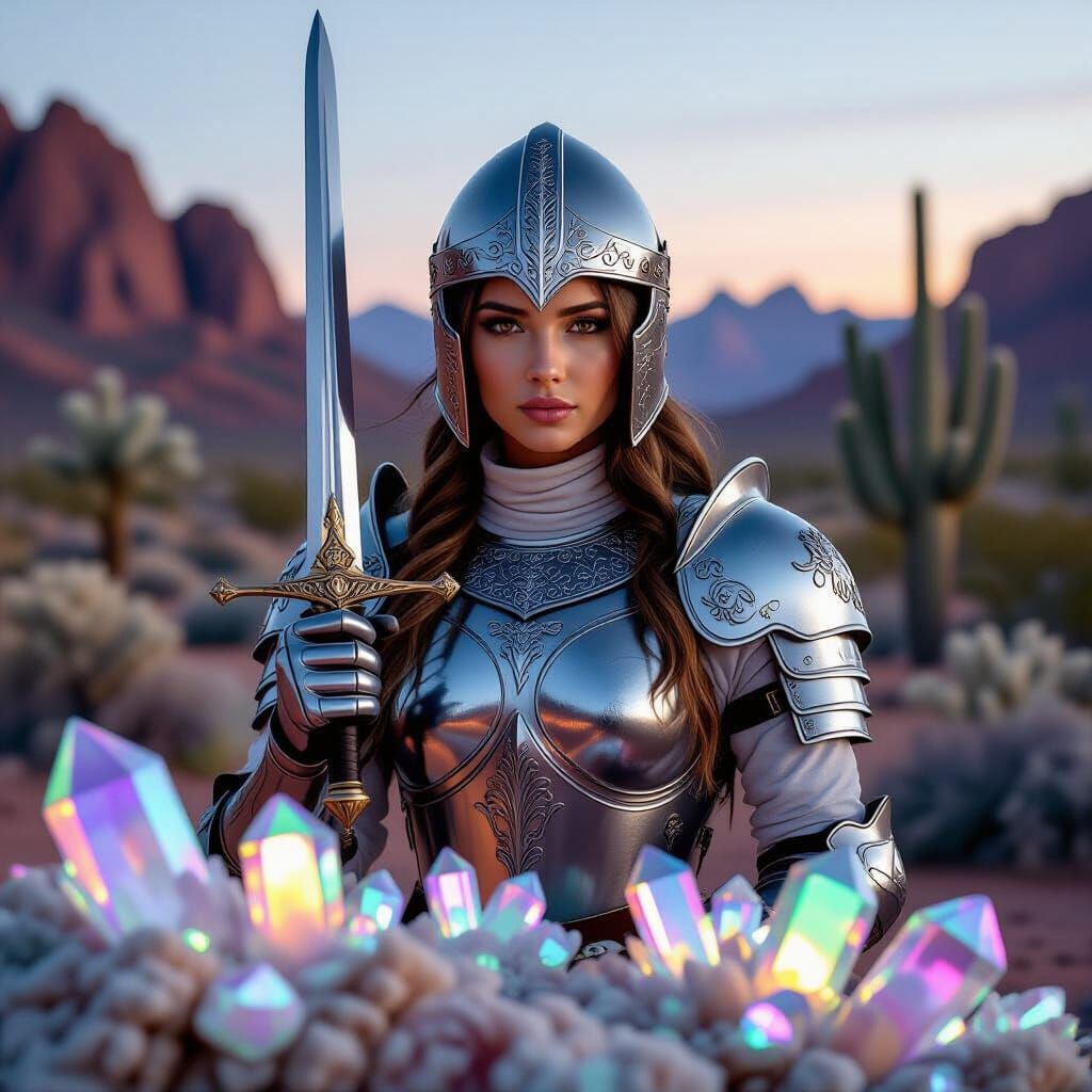 Knightess in Desert Twilight, Cinematic Film Still