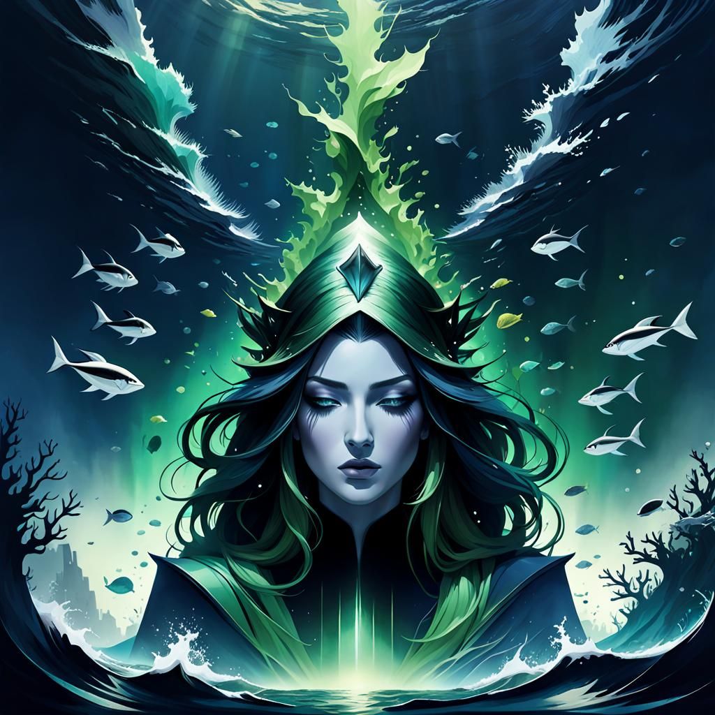 Mysterious Dark Fantasy Sea: Album Cover Art