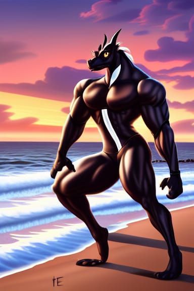 Dragon Fursona at Sunset: Digital Painting