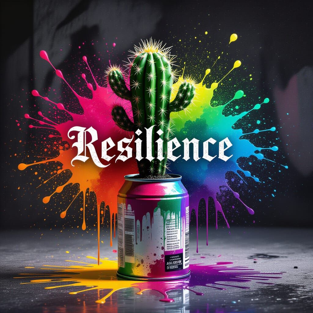 Resilient Cactus: Graffiti Art in Polychromatic Noir