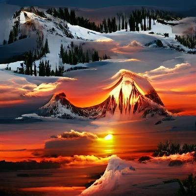 Sunset Over Mountain Peaks