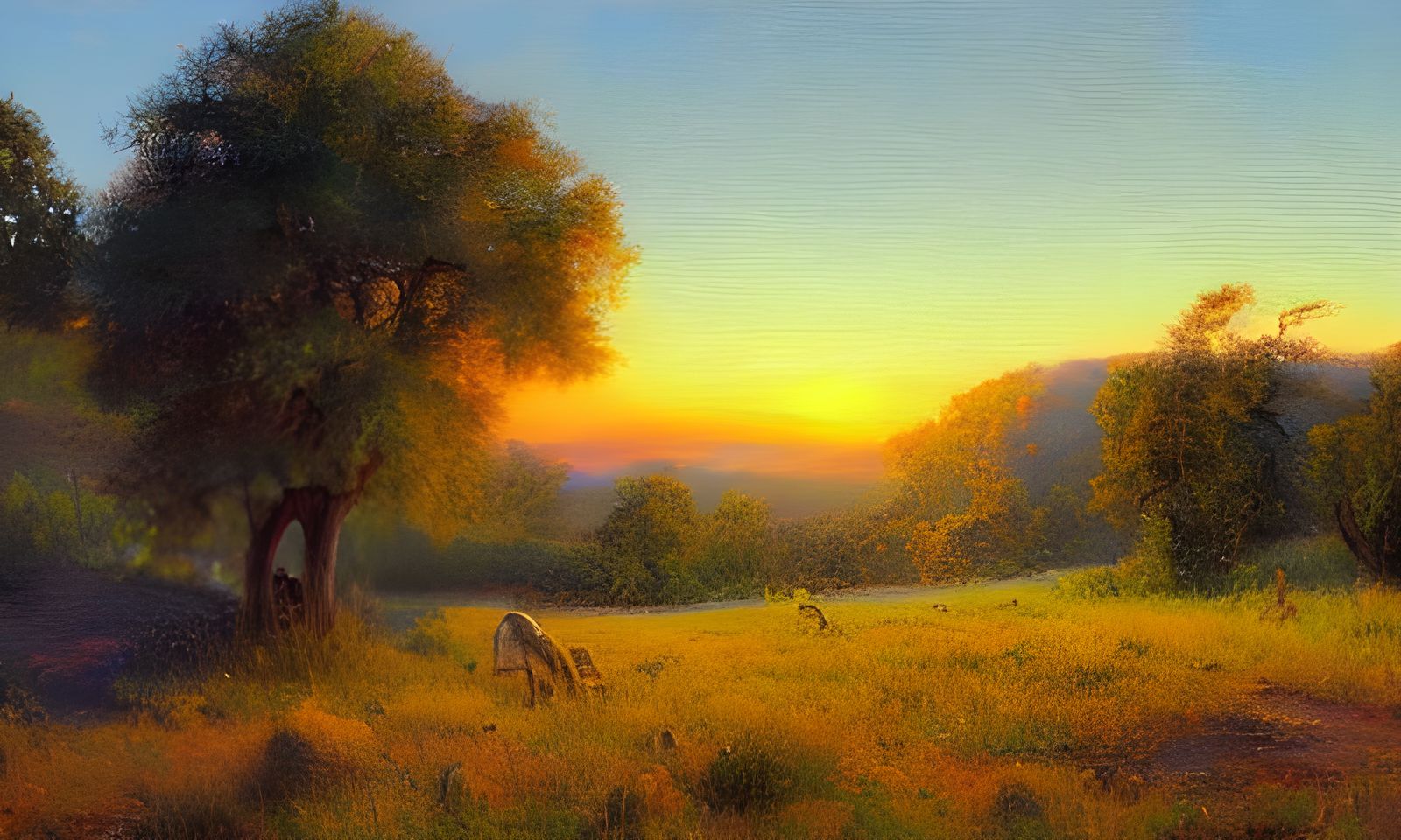 Bon Hill Sunrise: An Oil Painting