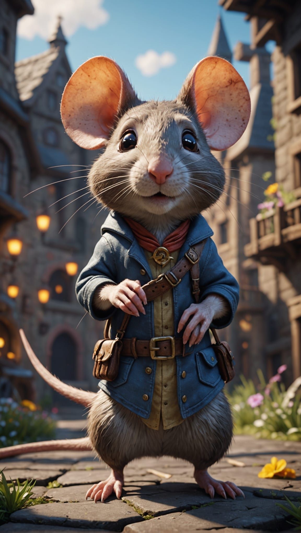 Playful Fancy Rats in 3D Game Cinematic Style