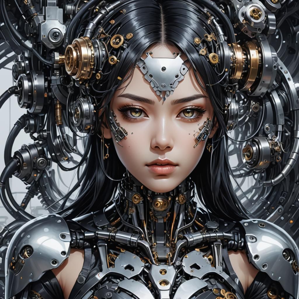 Futuristic Cyber-Girl Portrait in Anime Style