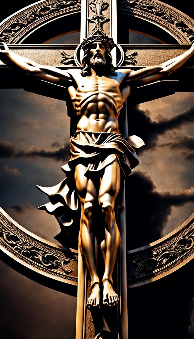 Jesus on the Cross: Hyperrealistic Cinematic Depiction