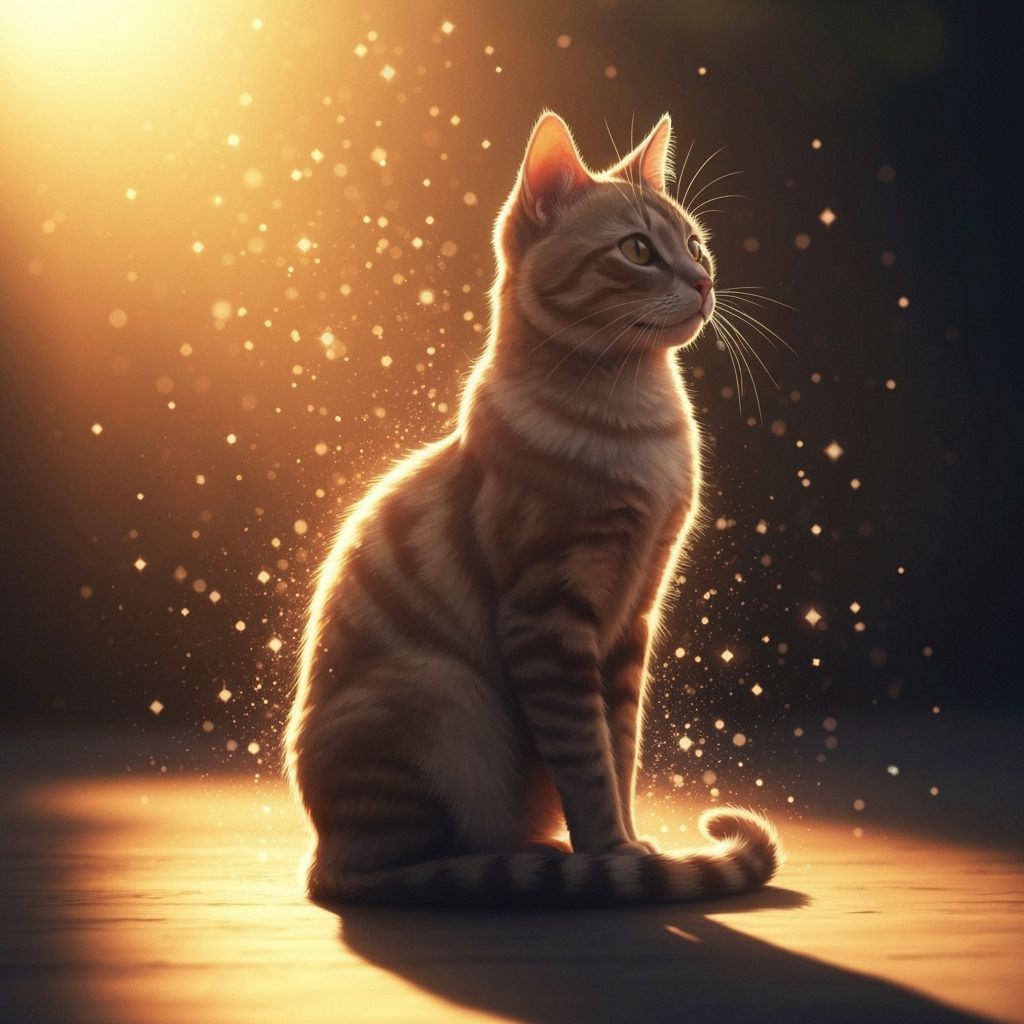 Cat in Sunbeam with Sparkling Dust
