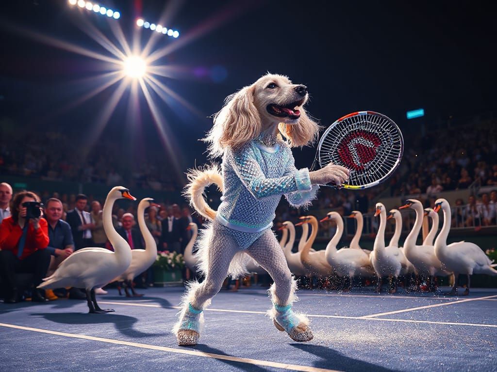 Afghan Hound Tennis Champion in Vogue x Fantasia Style
