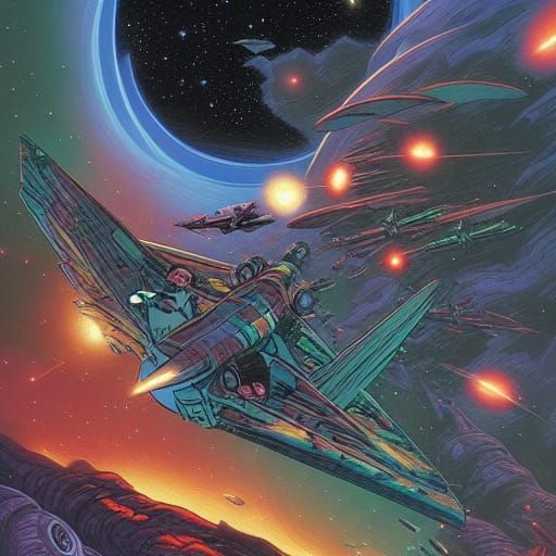 Epic Space Battle: Comic Book Art Style