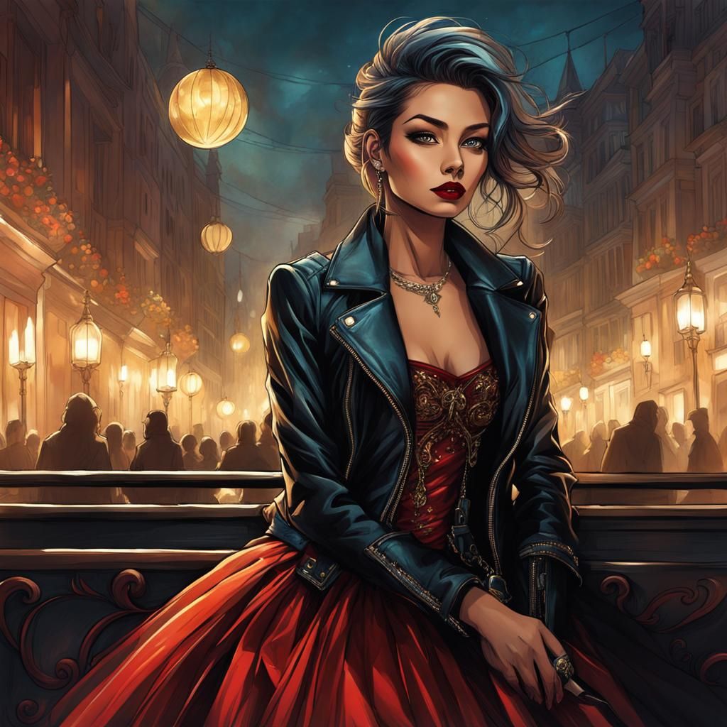 Woman in Ball Gown: Dark Fantasy Anime Sketch