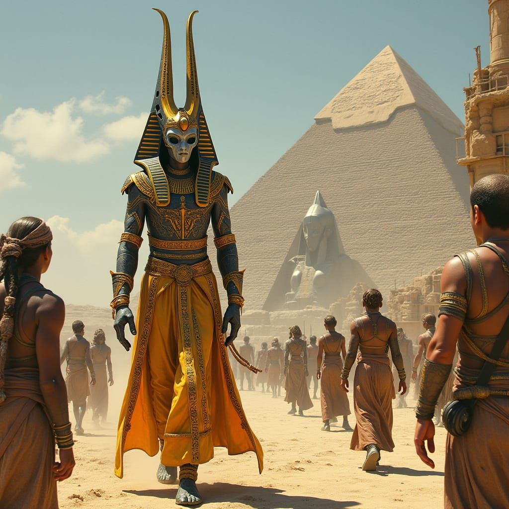 Anubis Alien Greets Egyptians at the Pyramids