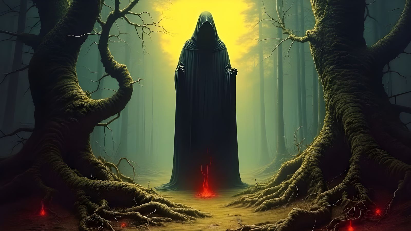 Dark Renaissance Forest: Demonic Magic in Oil