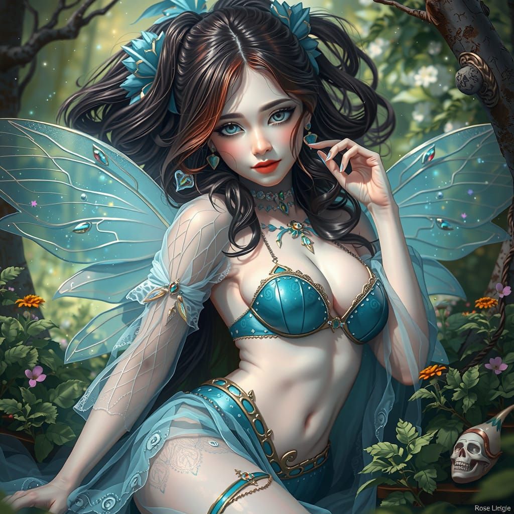 Enchanted Forest Goddess with Rainbow Wings