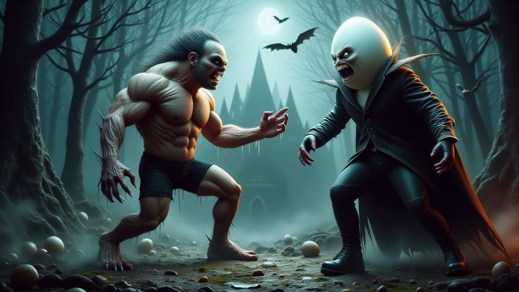 Enraged Egg Werewolf Battles Gothic Vampire Egg