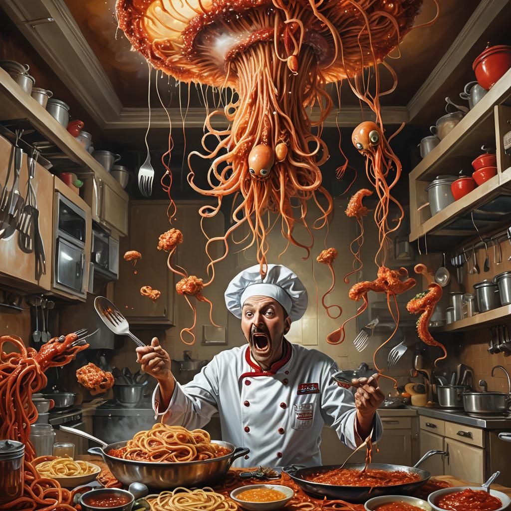 Alien Chef's Surreal Spaghetti Catastrophe