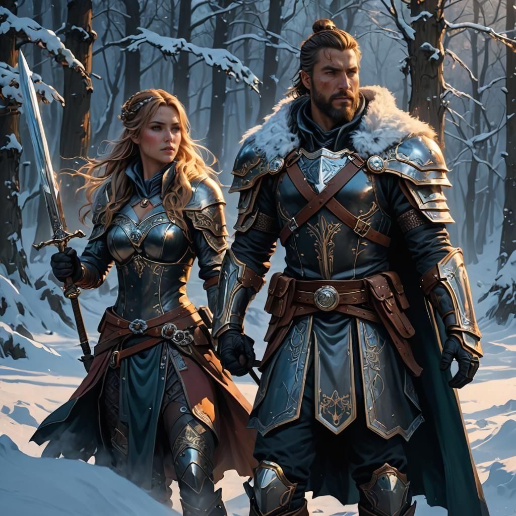 Epic Winter Warriors: Hyperdetailed Digital Matte Painting