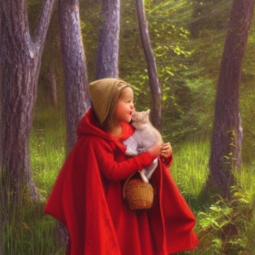 Little Red Riding Hood: Oil Painting