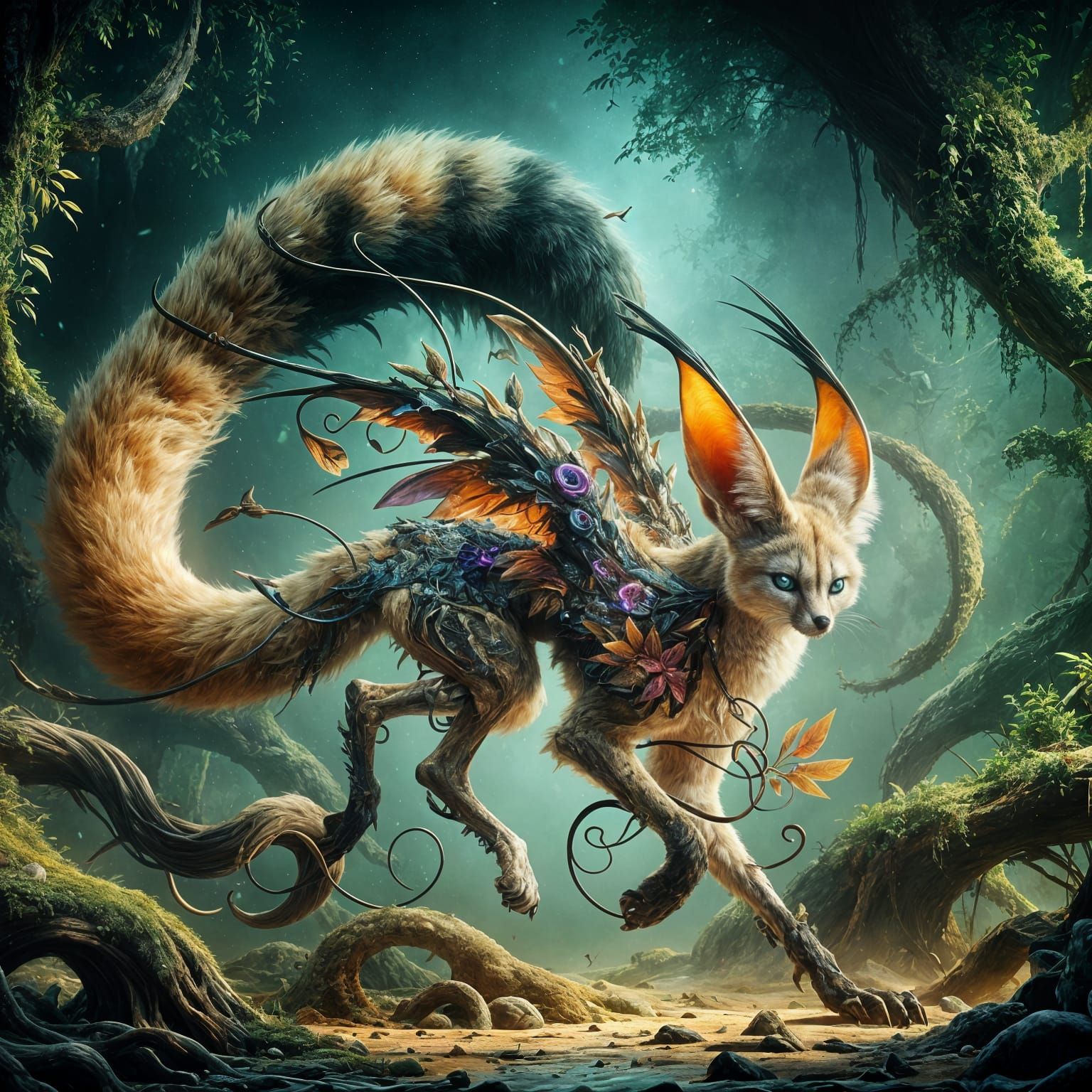 Fennec Fox-Cheetah Hybrid in Fantasy Concept Art