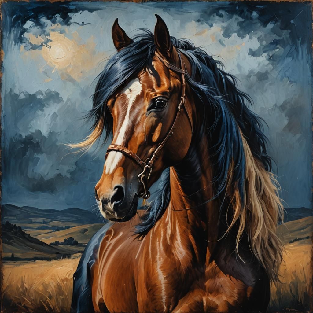 Horse Portrait in Gothic Oil Painting Style