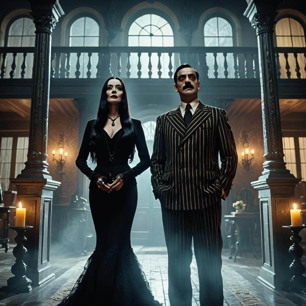 Morticia and Gomez Addams Welcome You To Their Mansion