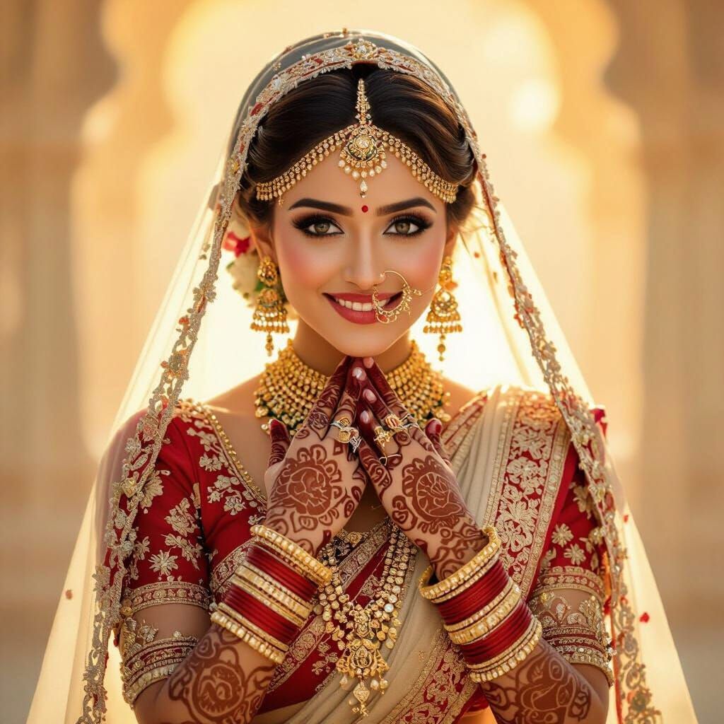 Indian Bride with Mehandi in Classical Style