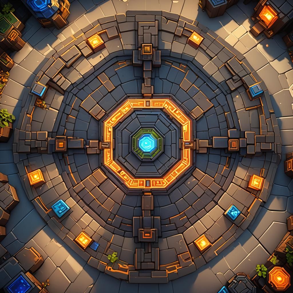 Pixelated Fantasy Concept Art in Top-Down View