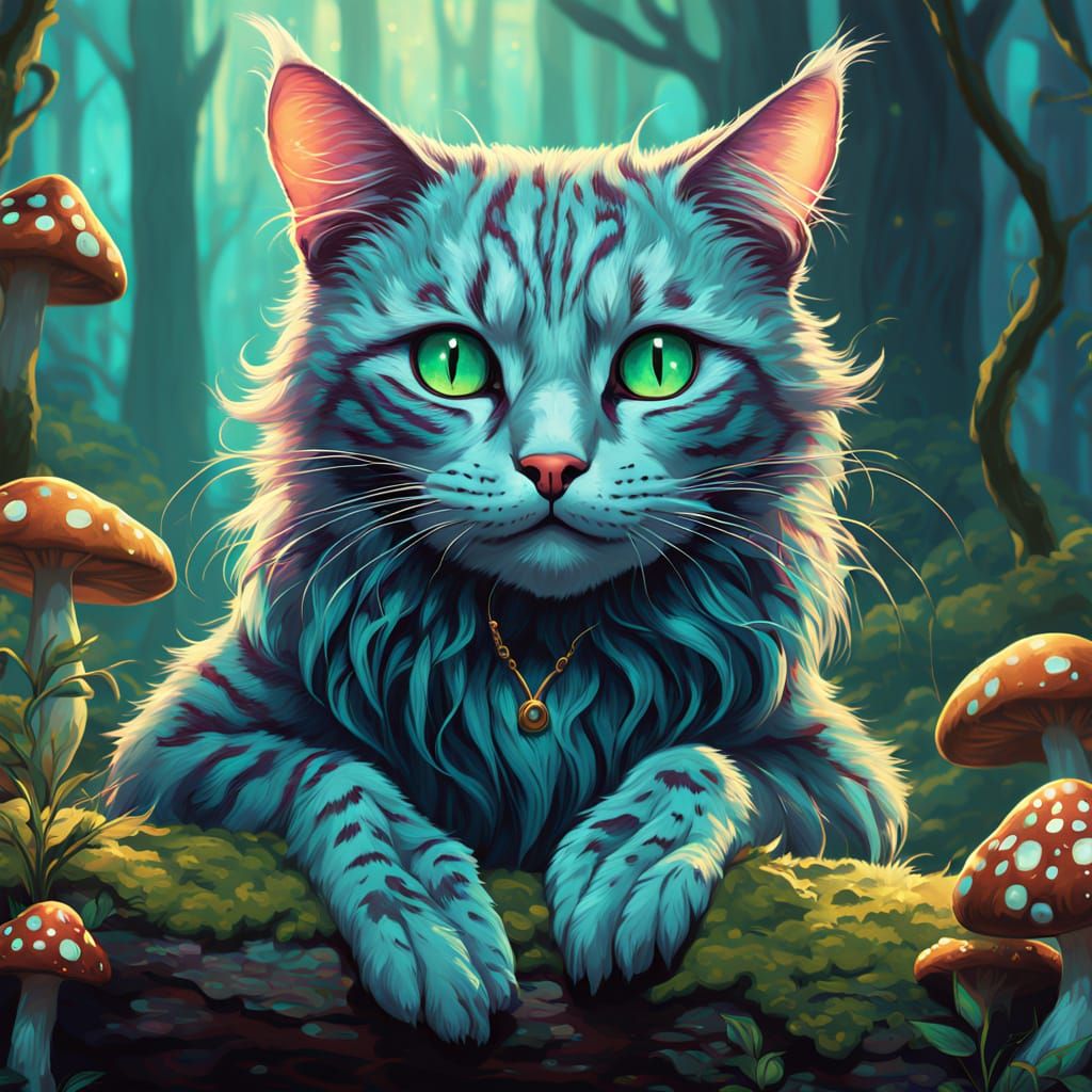 Mystical Feline Enchantment in Whimsical Wonderland