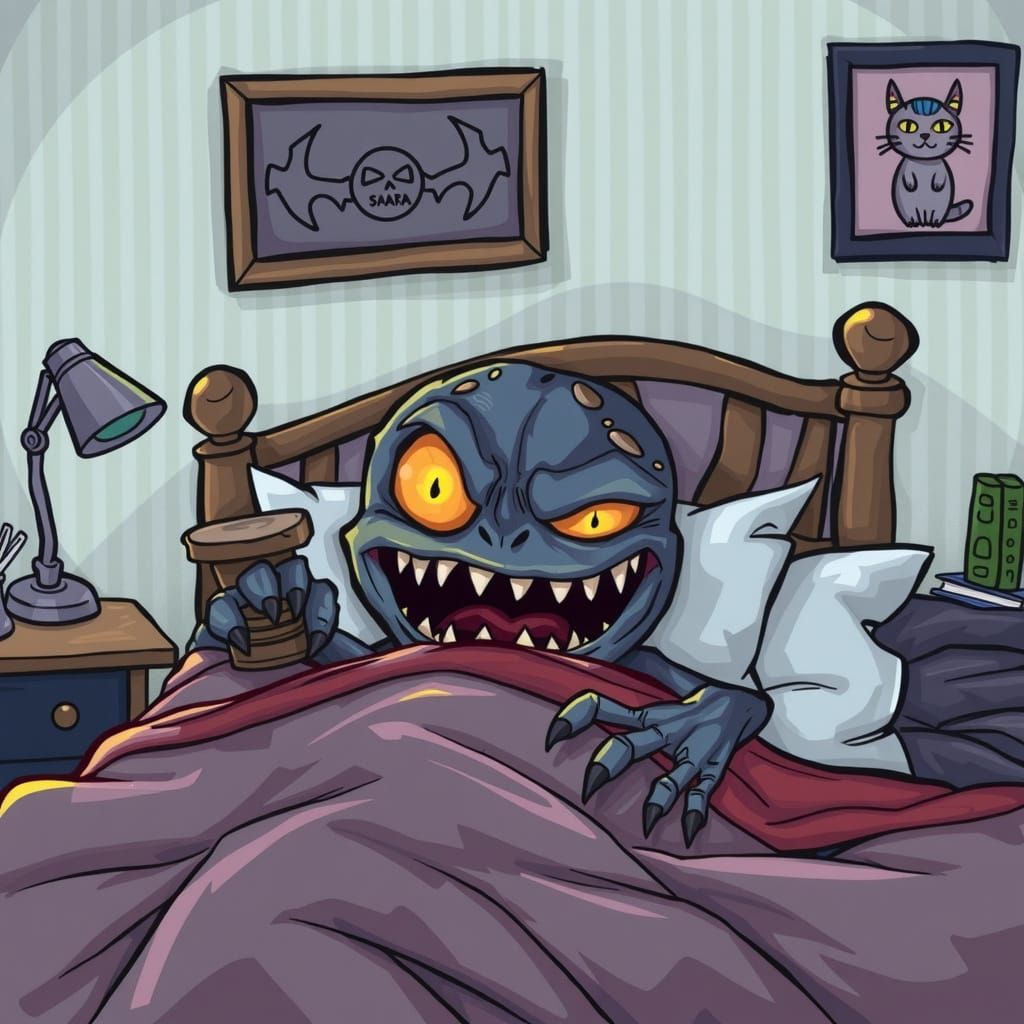 Cartoon Monster Under the Bed