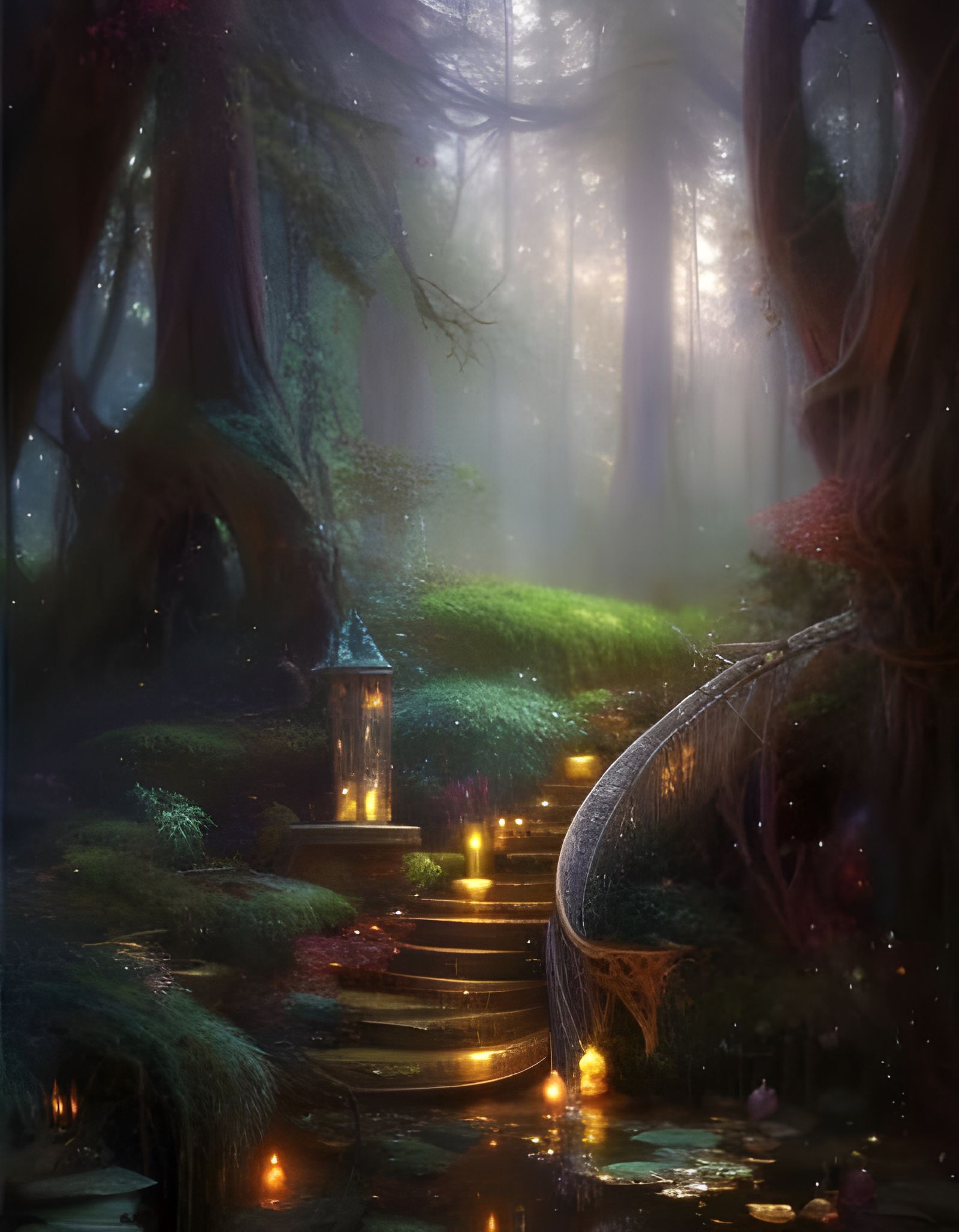 Magical Elven Forest Beyond a Window