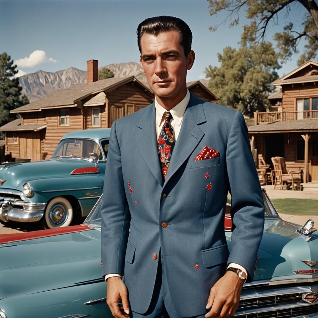 1950s Photo of Man in Embroidered Western Suit