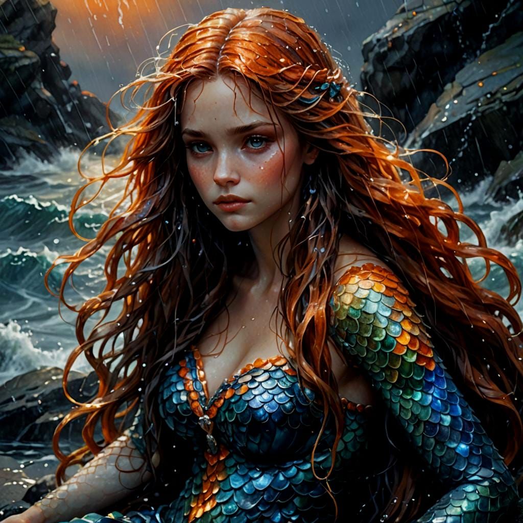 Mermaid in the Rain: Fantasy Concept Art