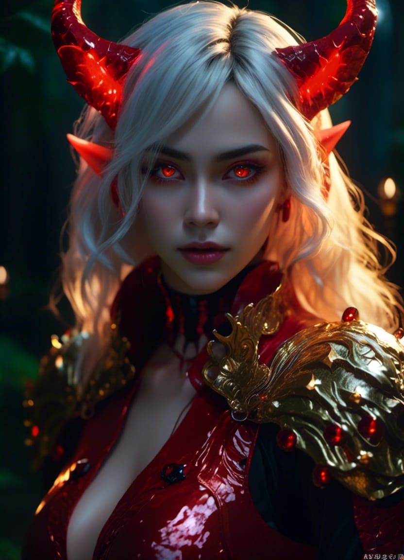 Demonic Woman Portrait with Gothic Fairycore Style