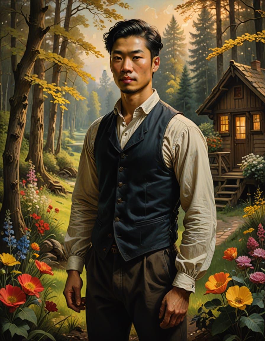 Dutch Golden Age Painting of Man by Forest Cabin