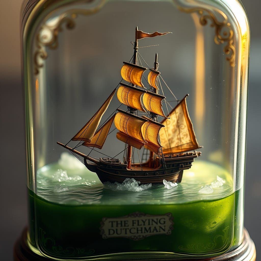 Miniature Flying Dutchman Ship in a Collector's Bottle